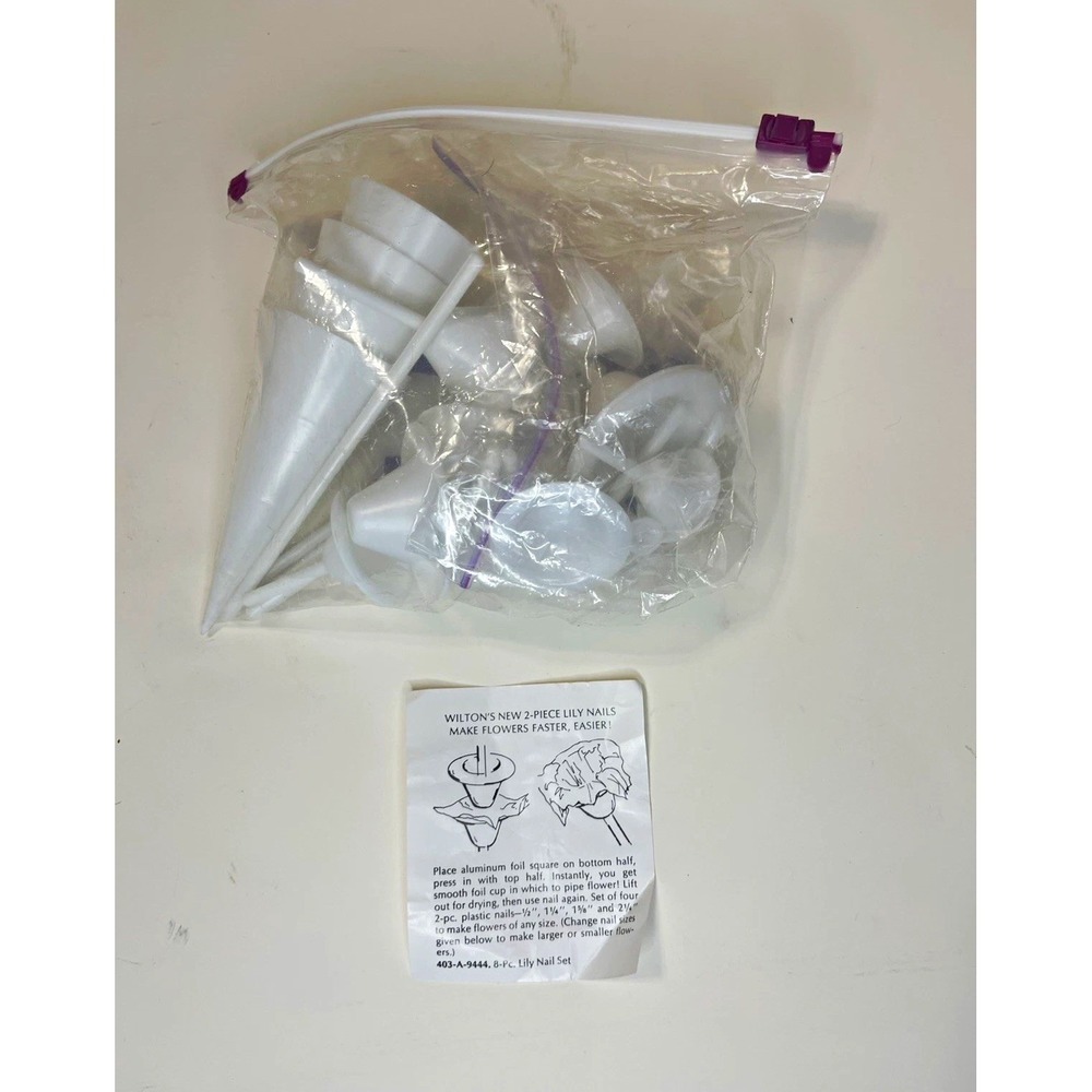 Wilton 8-Pc Lily Nail Set 403-A-9444 Plastic 2-Piece Cake Decorating White